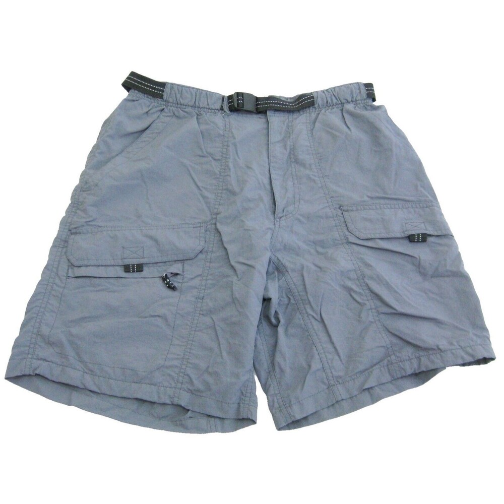 MARINO BAY Men's (Size Large) Gray Cargo Hiking Shorts Belted 7 Pockets Zip Fly